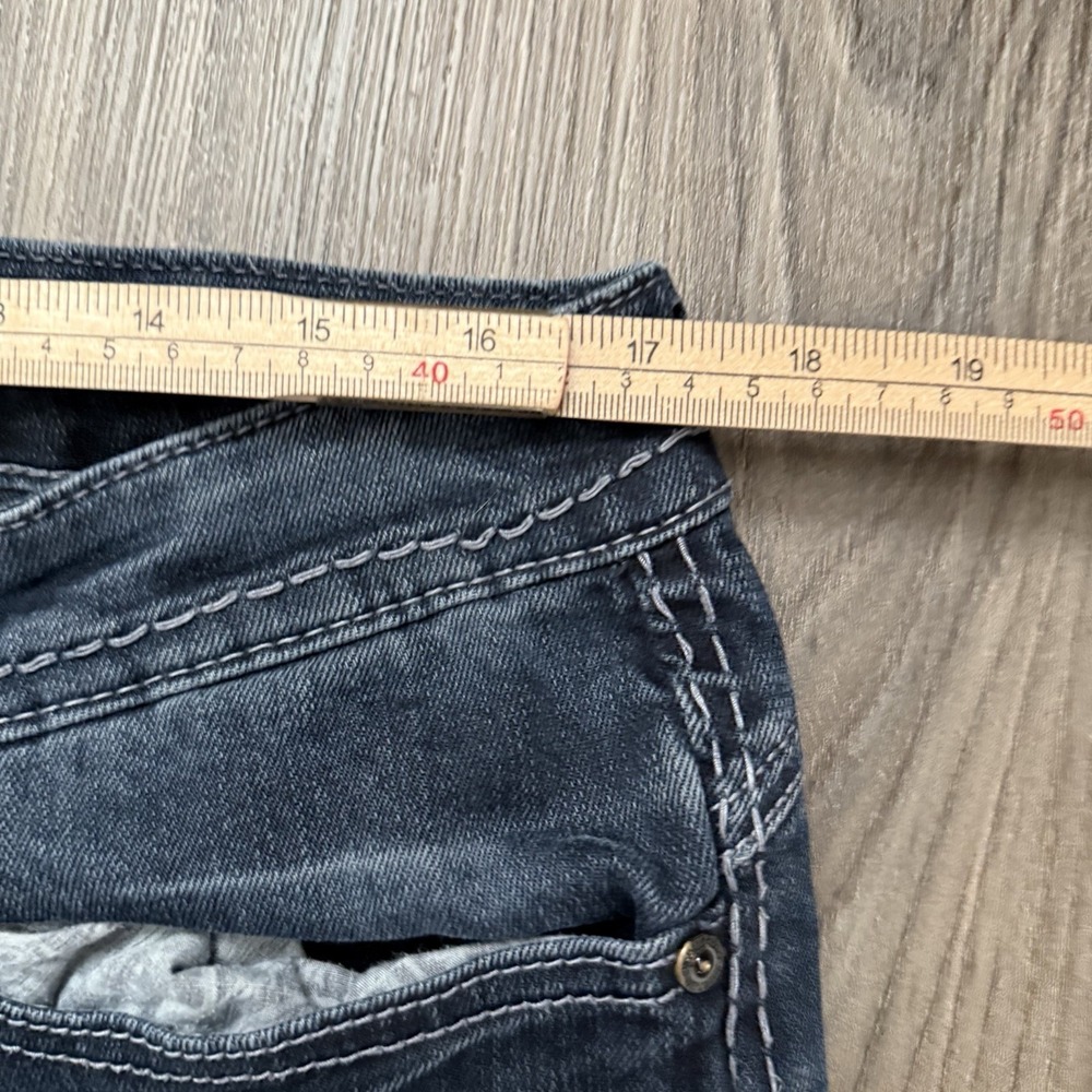 7 for all Mankind Denim Jeans 14 Wide Leg Y2K Pocket Stitching Boot Cut Distress - Picture 8 of 12